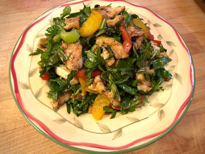 Walnoot en krenten kip rucola salade